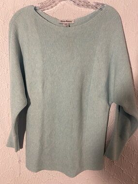 Tommy Bahama Baby Blue Ribbed Knit Boatneck Sweater Island Resort Inspired